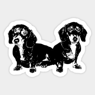 Pair of Dachshund Puppies Sticker